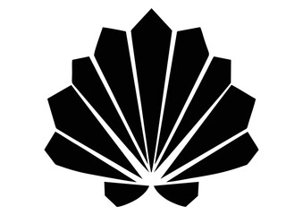 Black seashell silhouette with layered petals 