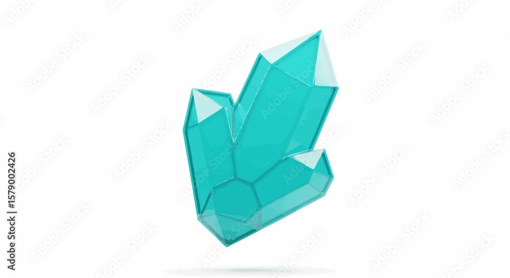 Poster a cluster of three teal crystals with sharp points and facets isolated on a white background art pie