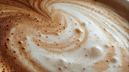 Close-Up of Frothy Milk Foam with Delicate Bubbles