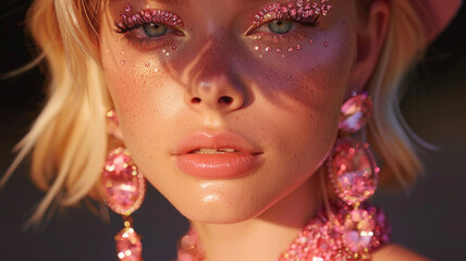 Advertising - testimonial photo of jewelry with gold jewelry pink vibes