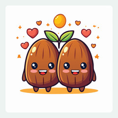 Obraz premium Minimal Flat Vector of Cute Dates with Bold Black Outline and Happy Expression