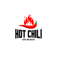 red chili logo, chili burning with fire