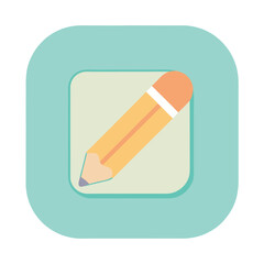 Pencil Icon on Rounded Square in Pastel Colors for Design