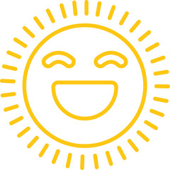 sun icon in emoji shape Cute Cartoon Sun Character Smiling Face Sunshine Rays, and Playful Emotions for Kids’ Summer Design and Positive Vector
