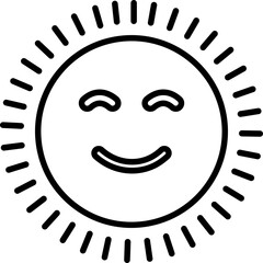 sun icon in emoji shape Cute Cartoon Sun Character Smiling Face Sunshine Rays, and Playful Emotions for Kids’ Summer Design and Positive Vector