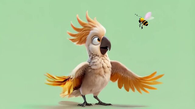 Bird talking to bee rendered with AI insects birds animals