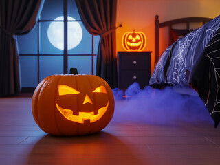 Obraz premium Halloween bedroom decor generative ai