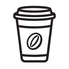 Simple Line Art Illustration of a Coffee Cup with Coffee Bean