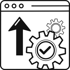 This vector illustration depicts a gear icon symbolizing technology, industry, and mechanical power