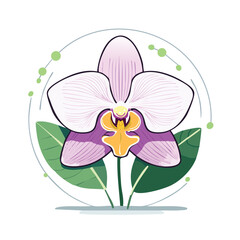 Vector Illustration of Orchid Flower with Bold Black Outlines and Flat Colors in Modern Graphic Style