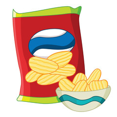 Cute cartoon hand drawn vector chips packet clipart.