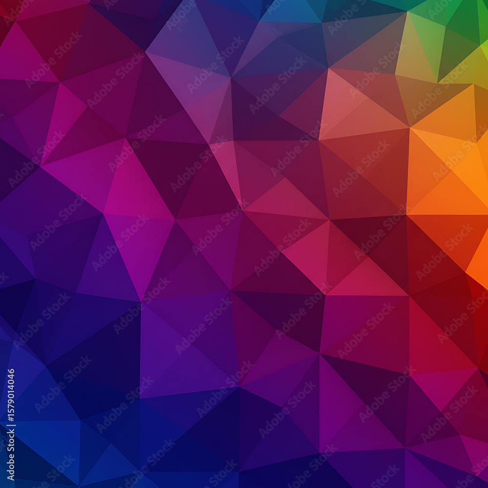 Poster colorful abstract background composed of numerous interconnected geometric triangles in a low poly, 