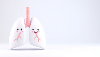 Cute artificial lungs with happy faces, designed for educational purposes and medical