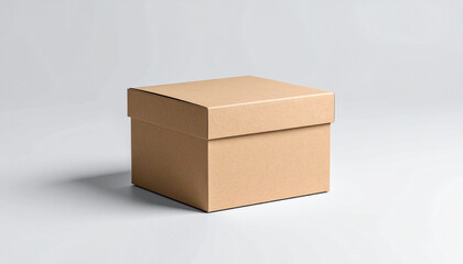 Minimalist kraft paper box mockup with clean layout and blank space for branding text
