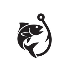 Fish and Hook Logo | Fishing Symbol Vector Design