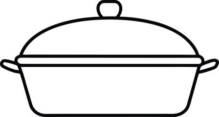 Roast pan with lid line art vector illustration