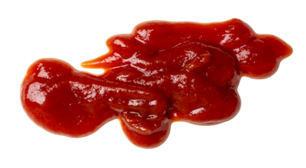 The Photo of spilled ketchup isolate on white