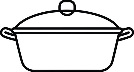 Roast pan with lid line art vector illustration