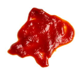The Photo of spilled ketchup isolate on white