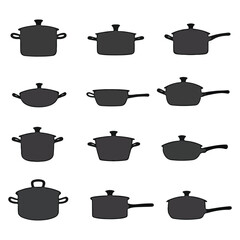 Assorted hand drawn kitchen cookware elements with transparency ideal for design projects