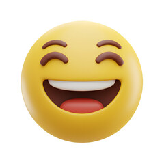 Fototapeta premium Laughing Yellow Emoji Isolated Illustration with Joy and Positive Emotion