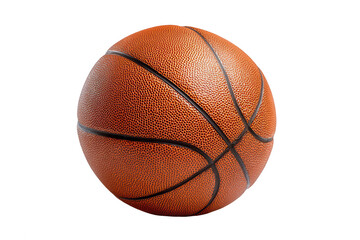 Fototapeta premium Isolated basketball with orange textured surface and black lines on a black background