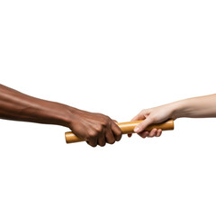 Passing the Baton in Relay Race Symbolizing Teamwork And Cooperation