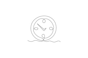Clock Continuous one line art and alarm clock of isolated outline vector illustration design
