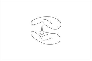 Clock Continuous one line art and alarm clock of isolated outline vector illustration design

