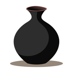 Elegant black vase with a decorative design isolated on a clean white background perfect for various design projects.
