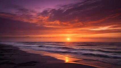 Fototapeta premium Vibrant Sunrise over Coastal Sands, Dramatic Hues