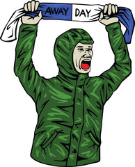 ultras hooligans casual footbal fans away day illustration