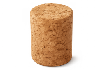 Single unused cork standing upright on a transparent background, ready for graphic design projects or product mockups