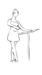 One continuous line drawing on white isolated background. Minimalism linear illustration. dancer, ballet, grace, indoor, art, lifestyle, dance, practicing, active