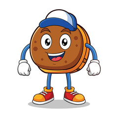 Chocolate sandwich character wearing a cap cartoon