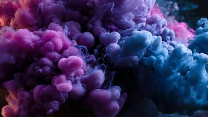 Colorful abstract ink clouds swirling in vibrant purple and blue mist - Powered by Adobe