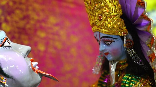 Bal Krishna Killing Demoness Putana &ndash; Mythological Scene Depiction