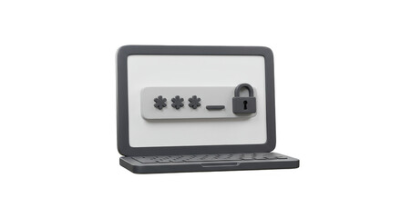 Fototapeta premium Realistic 3D Laptop with Lock Represents Password Security and Privacy