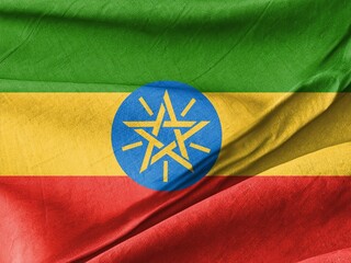 Elegant Ethiopian Flag Waving Proudly