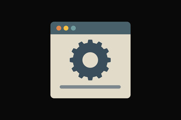 Web Browser Window With Gear Icon Depicting Settings or Configuration Concept