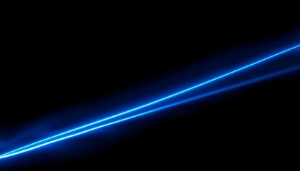 Obraz premium A vibrant blue line of light cuts through a deep black background, light effect, intense