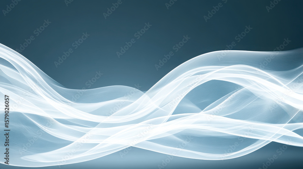 Poster abstract smooth light effect waves on a dark blue background. flowing lines graphics for modern art 