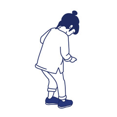 Little Girl Looking Down Minimalist Illustration

