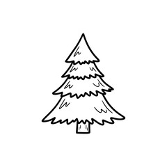 Minimalist Sketch of a Pine Christmas Tree in Simple Art Style for DIY Crafts, Coloring, and Decorative Use