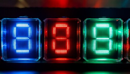 digital number display with green blue and red lighting