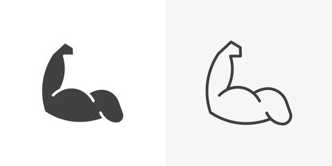 Obraz premium Arm icon. collection of editable stroke line and solid flat styles.