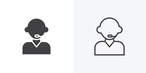 Callcenter icon. collection of editable stroke line and solid flat styles.