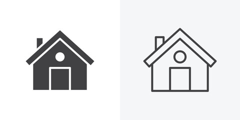 Chalet icon. collection of editable stroke line and solid flat styles.