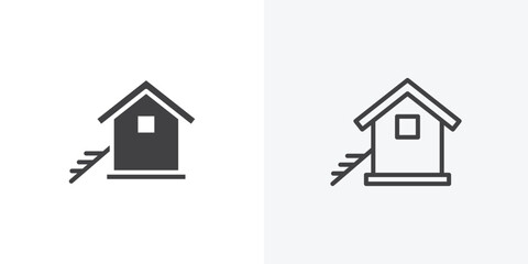 Chicken coop icon. collection of editable stroke line and solid flat styles.