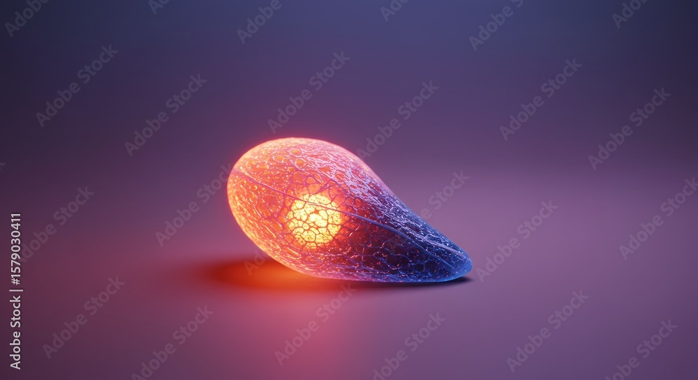 Poster abstract glowing energy orb with cosmic particles and light effect on dark background